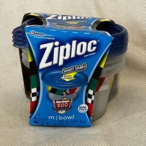 Rare Ziploc Daytona 500 Smart Snap Medium Bowl Set Of 4 NIP 24 Fl Oz